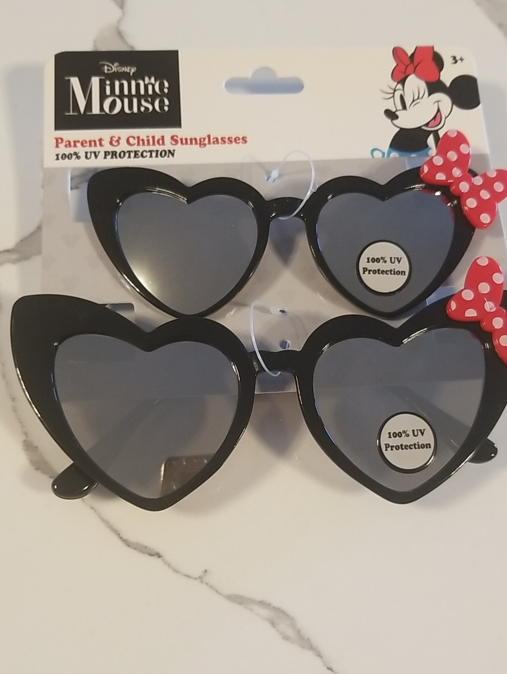 Disney Minnie Mouse Black Heart Parent And Child Sunglasses